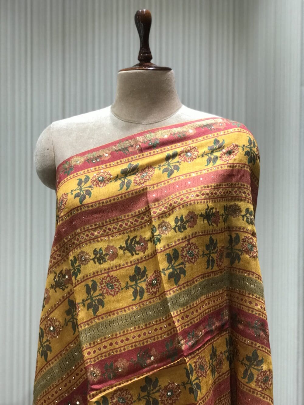 Printed Mukaish Dupatta | Tussar Silk