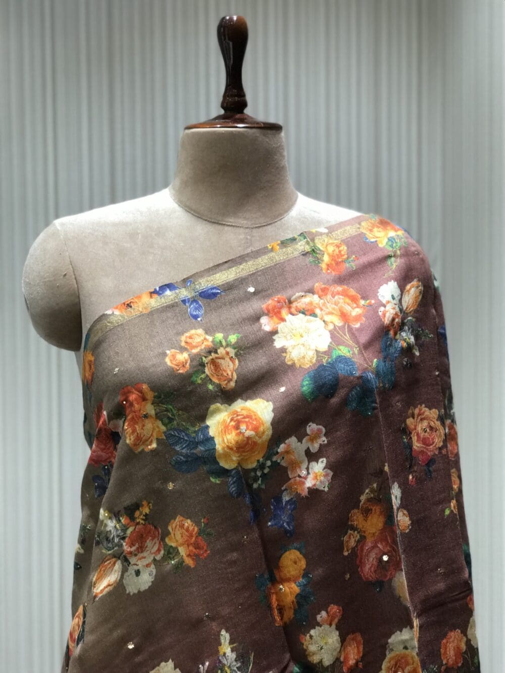 Printed Mukaish Dupatta | Tussar Silk