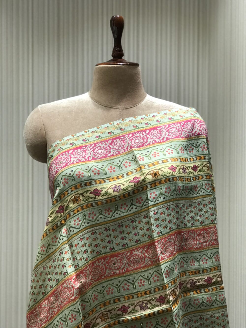 Printed Mukaish Dupatta | Tussar Silk