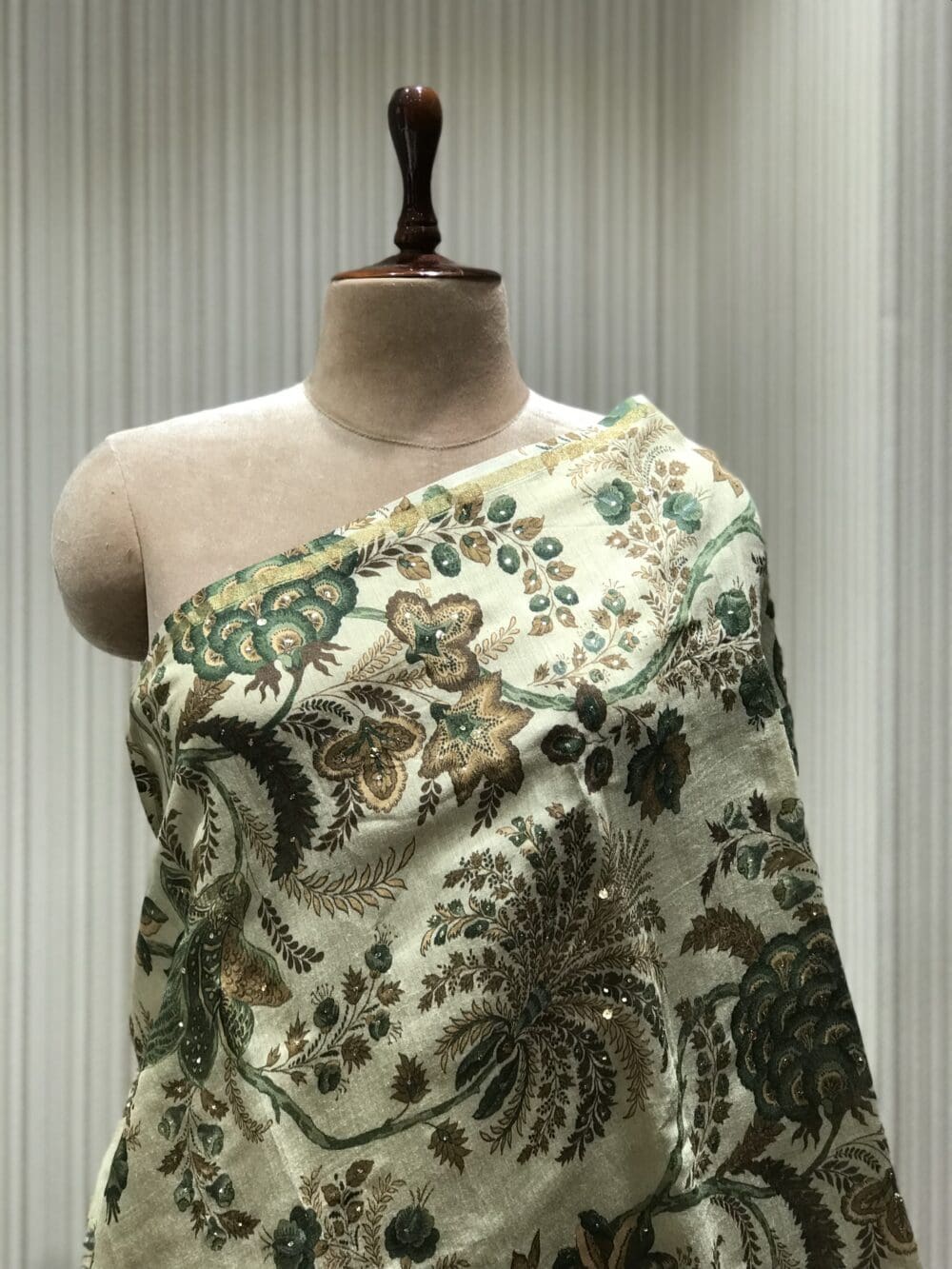 Printed Mukaish Dupatta | Tussar Silk