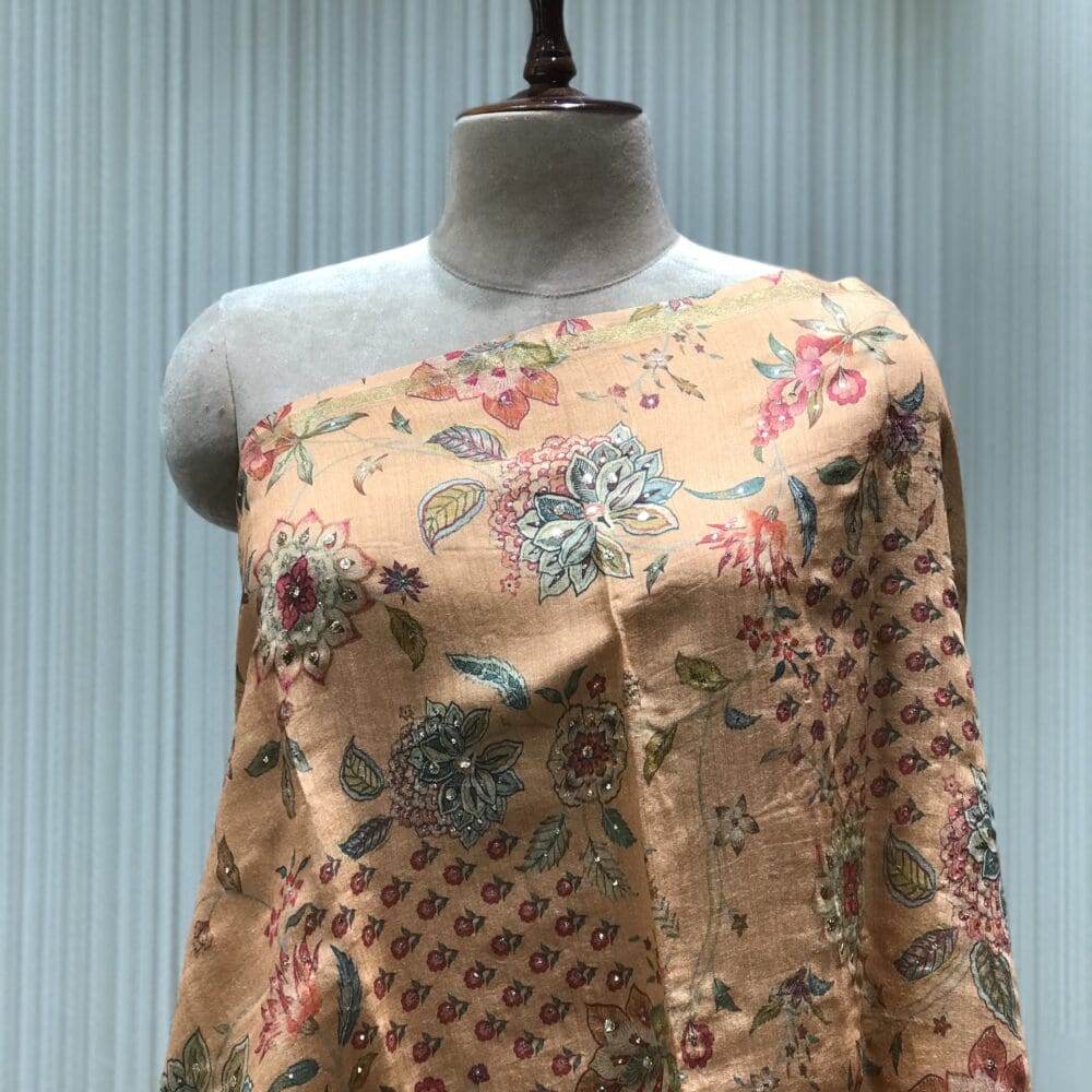 Printed Mukaish Dupatta | Tussar Silk