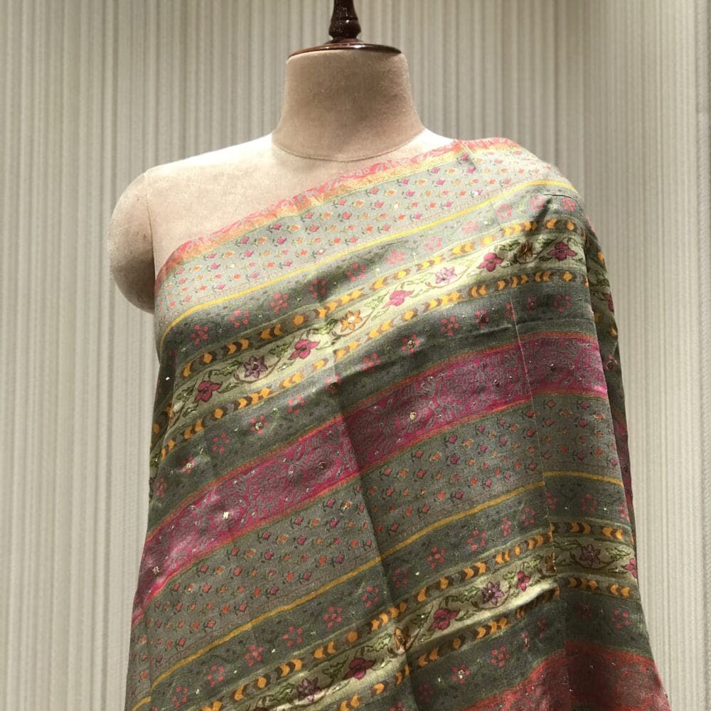 Printed Mukaish Dupatta | Tussar Silk
