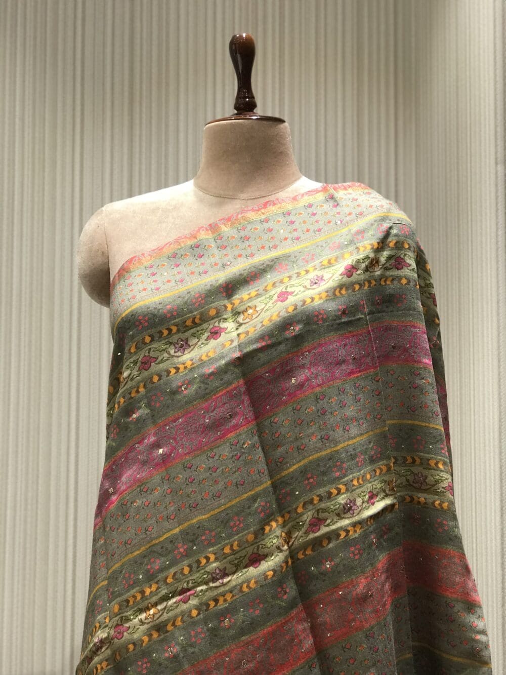 Printed Mukaish Dupatta | Tussar Silk
