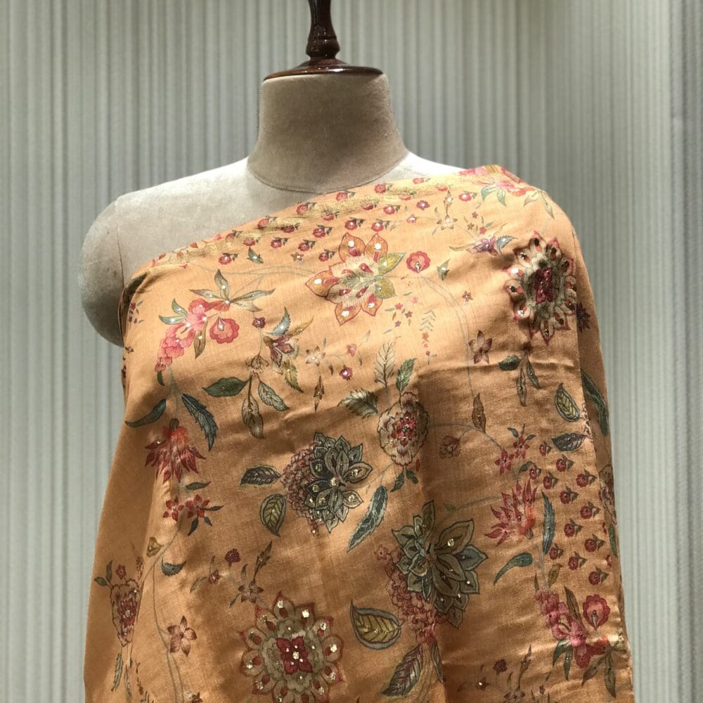 Printed Mukaish Dupatta | Tussar Silk