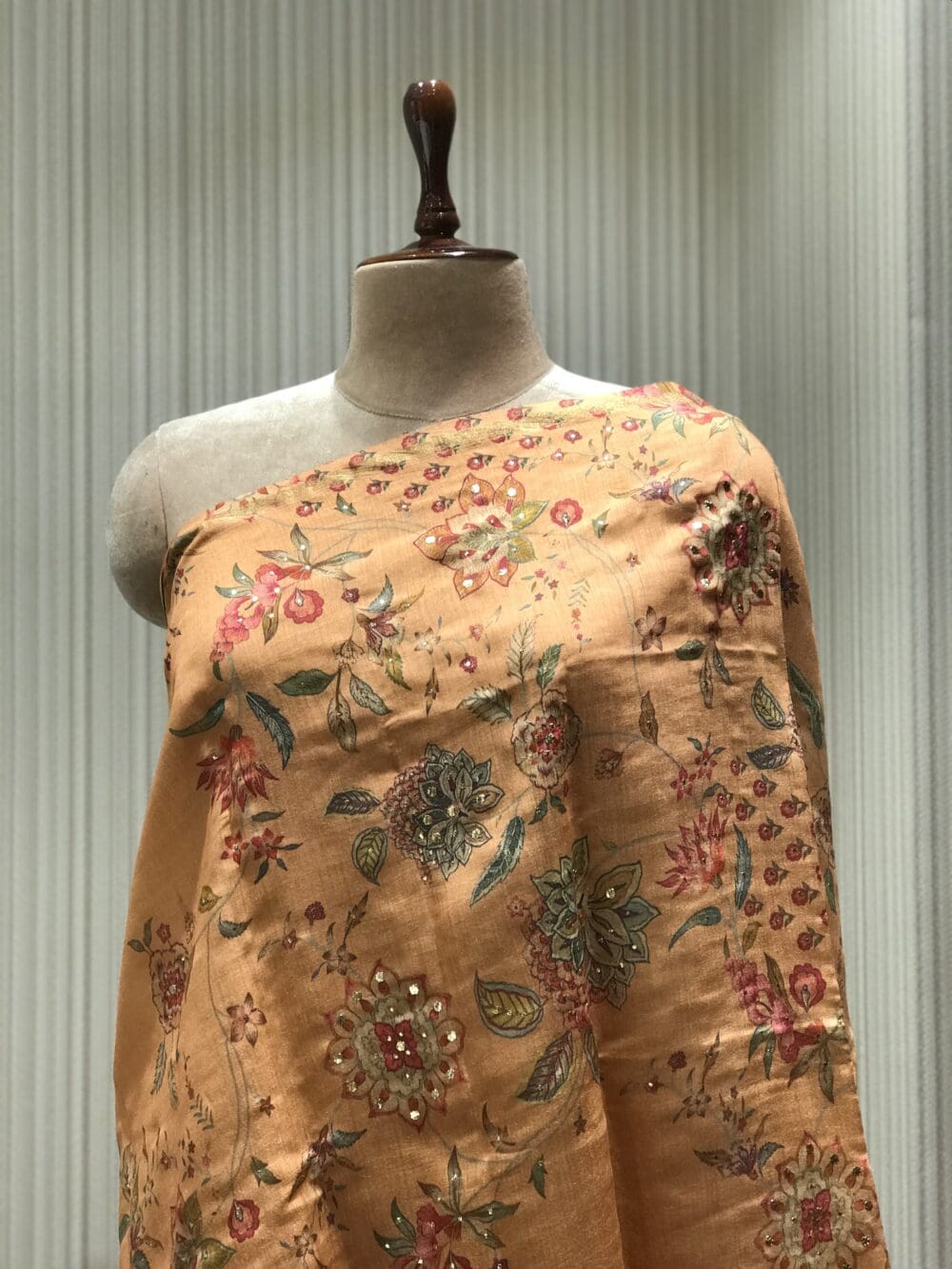 Printed Mukaish Dupatta | Tussar Silk