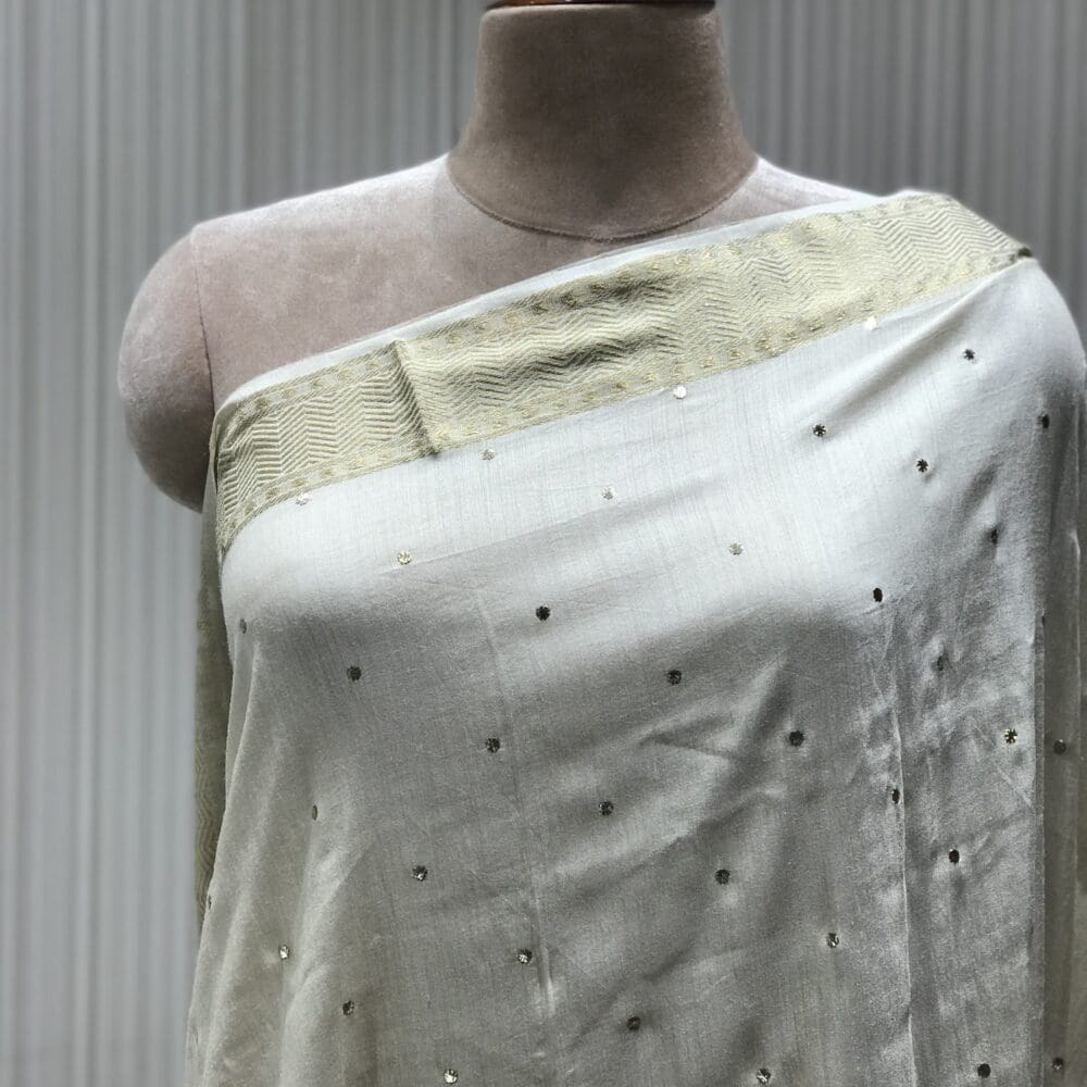 STC2945-MOONGA SILK MUKAISH DYEABLE DUPATTA-STC2945-7 Mukaish Dupatta | Munga Silk