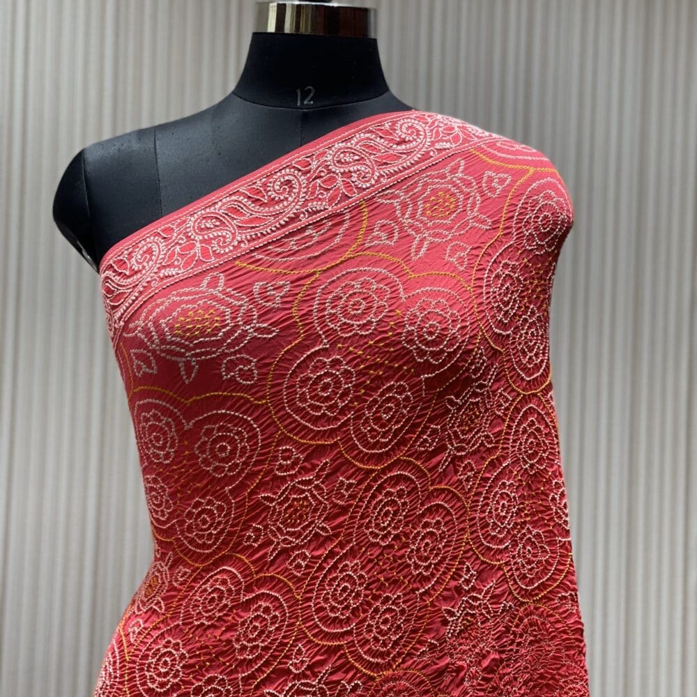 Pure Georgette Lucknowi Bandhej Dupatta