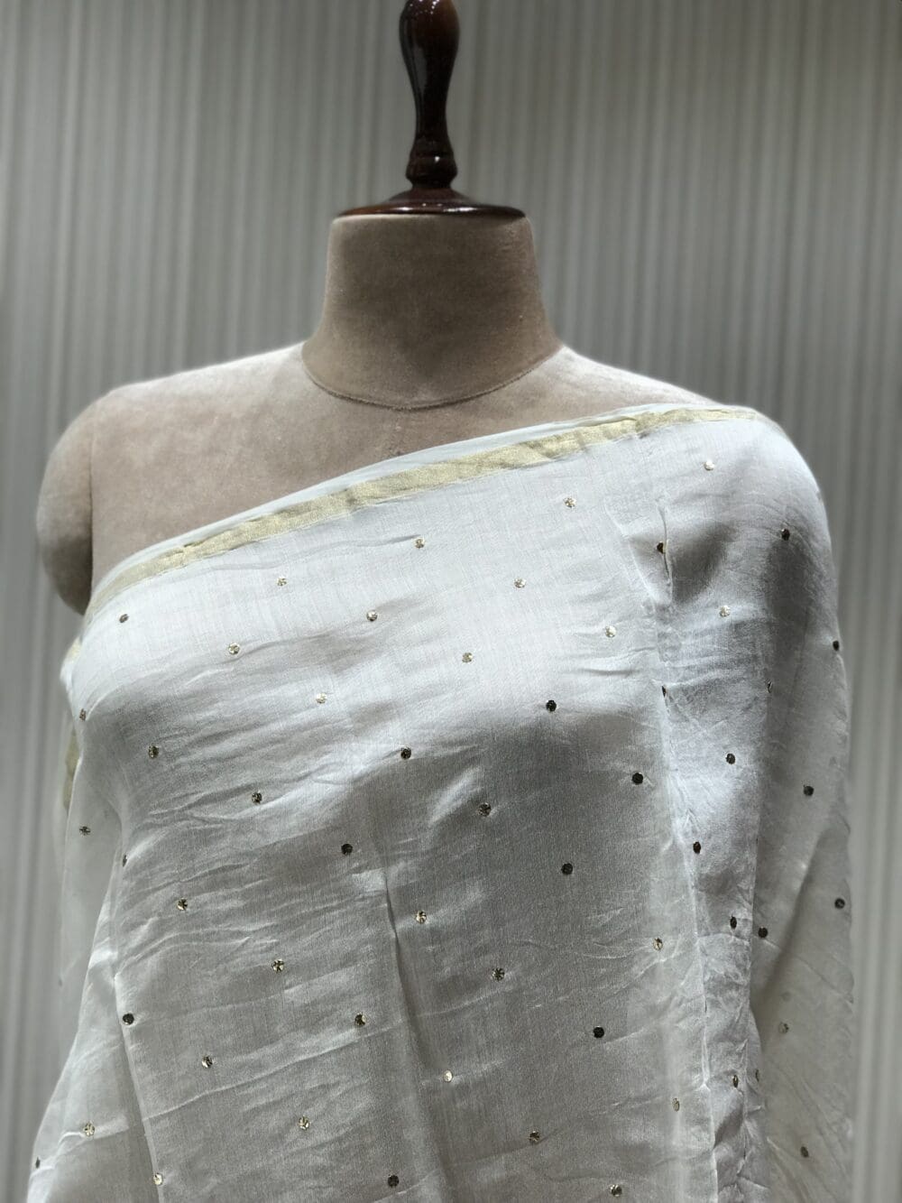 Chanderi Silk Mukaish Dyeable Dupatta