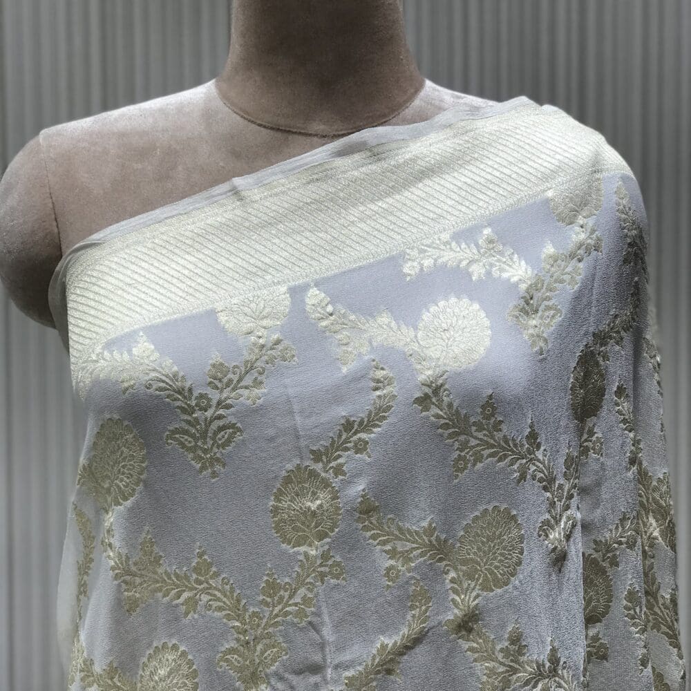 STC2955-GGT SILK KHADDI DYEABLE DUPATTA@4995-STC2955-1 Georgette Silk Khaddi Dyeable Dupatta