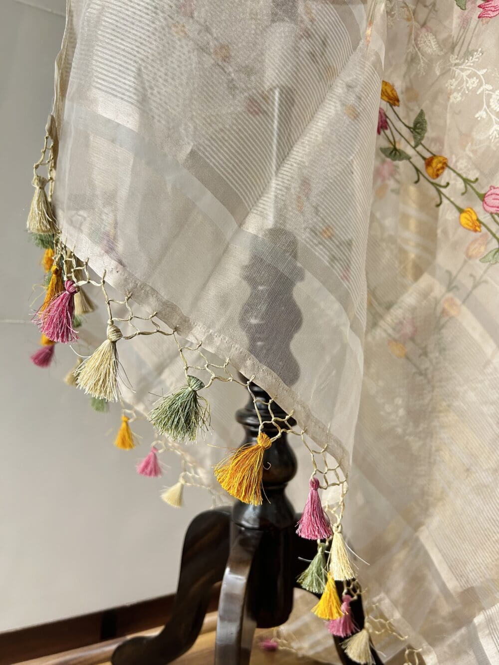 Floral Silk Tissue Dupatta - Image 4