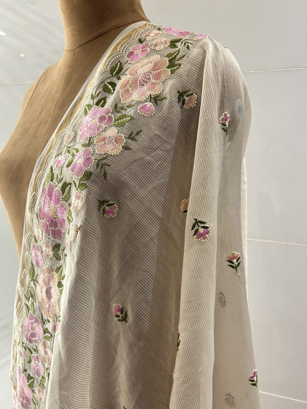Silk Organza Floral Embroidery Dupatta - Image 2