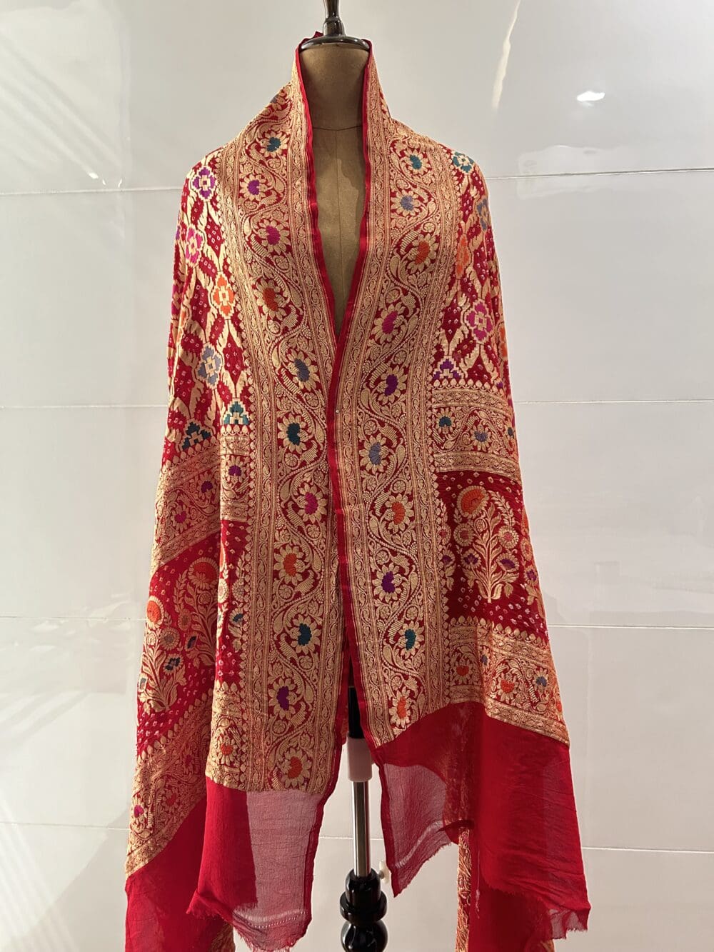Silk Meena Zari Bandhej Dupatta - Image 3