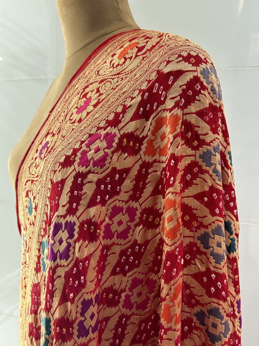Silk Meena Zari Bandhej Dupatta - Image 2