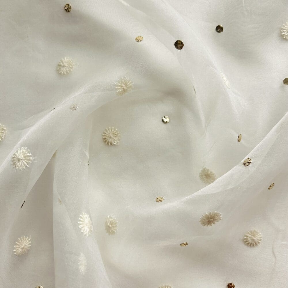 Silk Organza Mukaish Embroidery