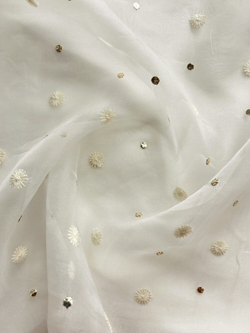 Silk Organza Mukaish Embroidery