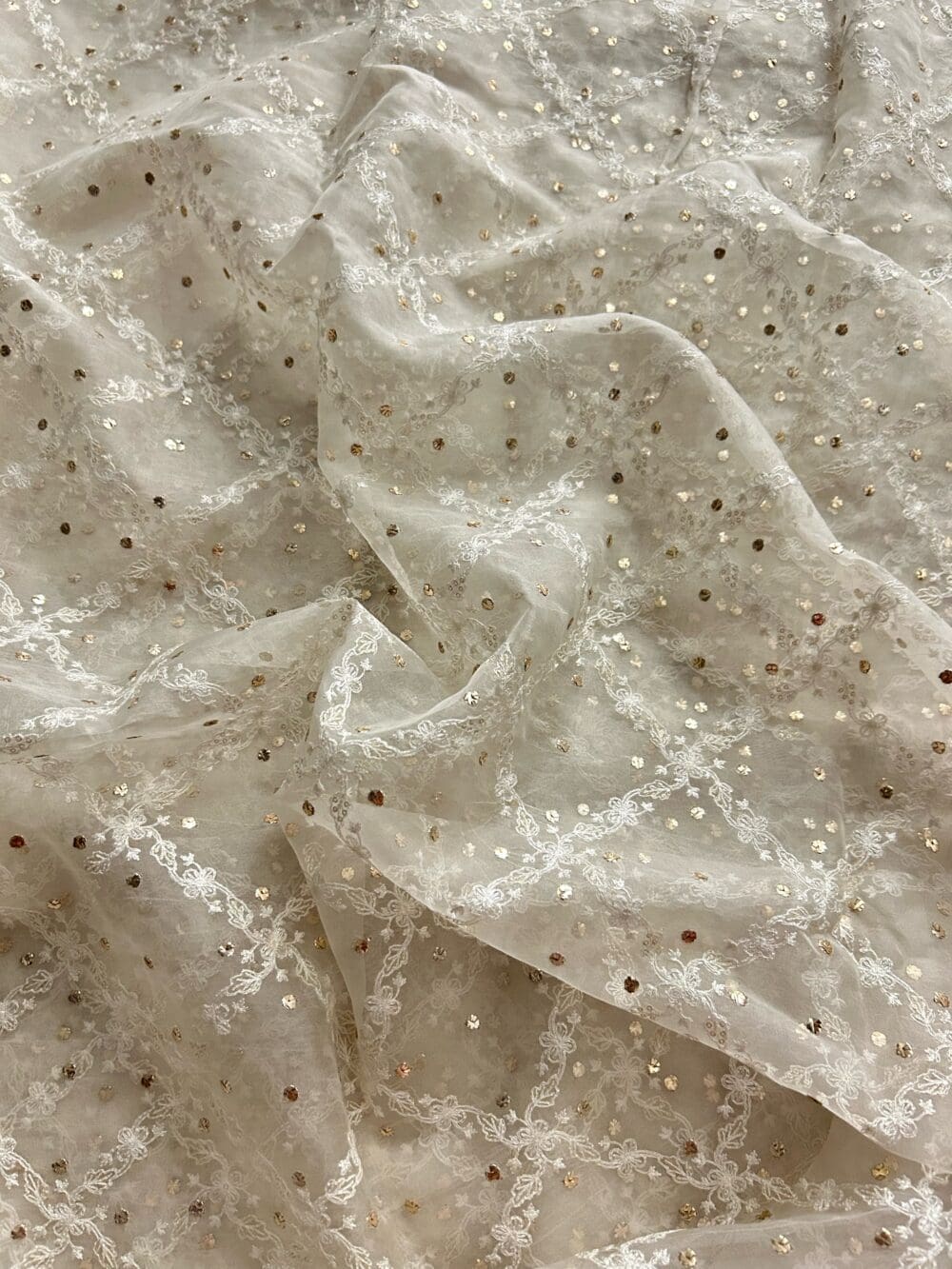 Silk Organza Mukaish Embroidery - Image 2