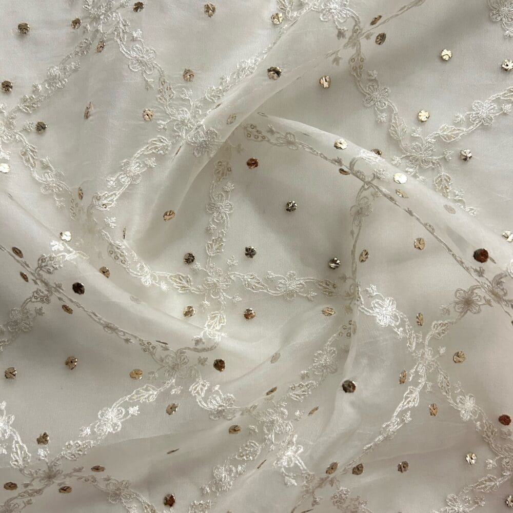 Silk Organza Mukaish Embroidery