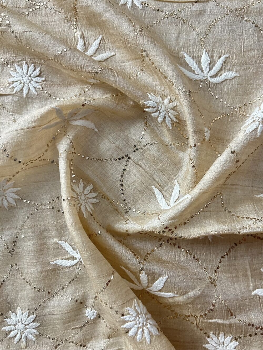 Silk Tussar Pure Lucknowi Mukaish