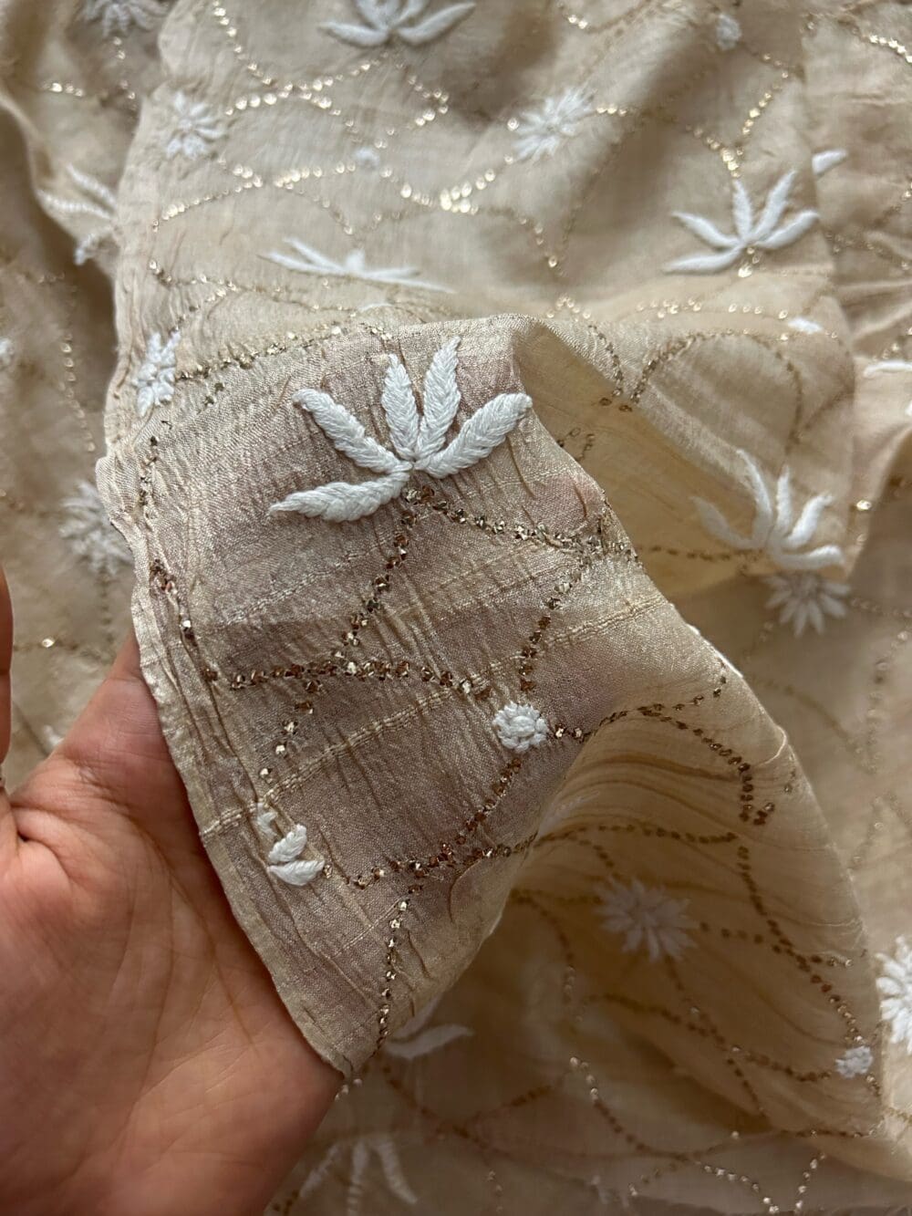 Silk Tussar Pure Lucknowi Mukaish - Image 2