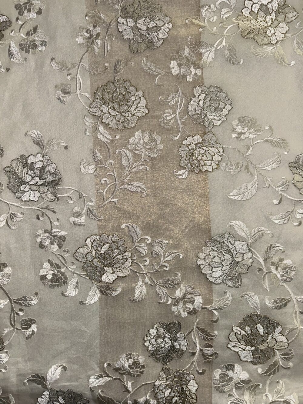 Silk Chanderi Tissue Stripes Embroidery - Image 4